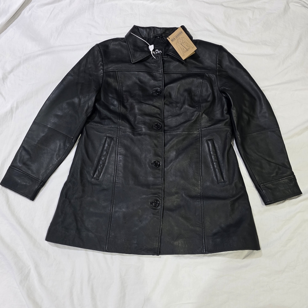 NWT Kandis Black 3/4 Length 100% Lambskin Leather Car Coat/Jacket. XL - Picture 4 of 13